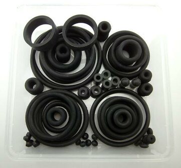 Assortiment zwarte rubbers