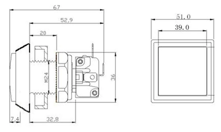 Drukknop vierkant 51mm