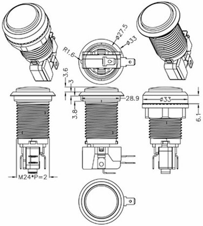 Arcade Button 30mm 12V LED